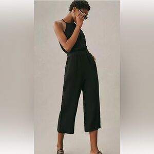 Cloth & Stone Black Halter Jumpsuit with Wide Cropped Legs